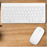 White Compact Wireless Keyboard and Mouse Combo – Slim, Portable 2.4GHz Set with Silent Keys, Smooth Navigation, and Long Battery Life for Home, Office & Travel